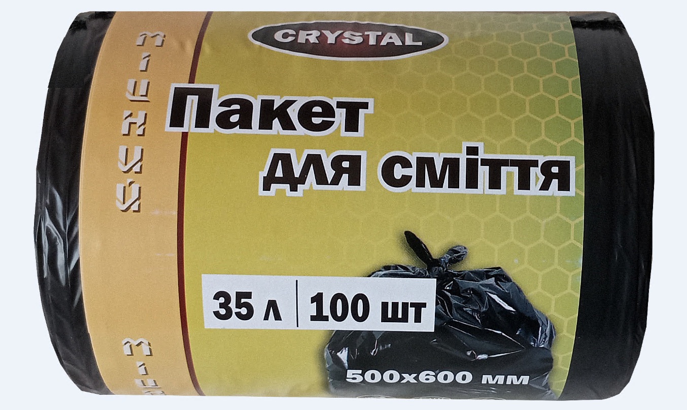 Пакети для сміття 35л., 100 шт., 12мкм ТМ "CRYSTAL"